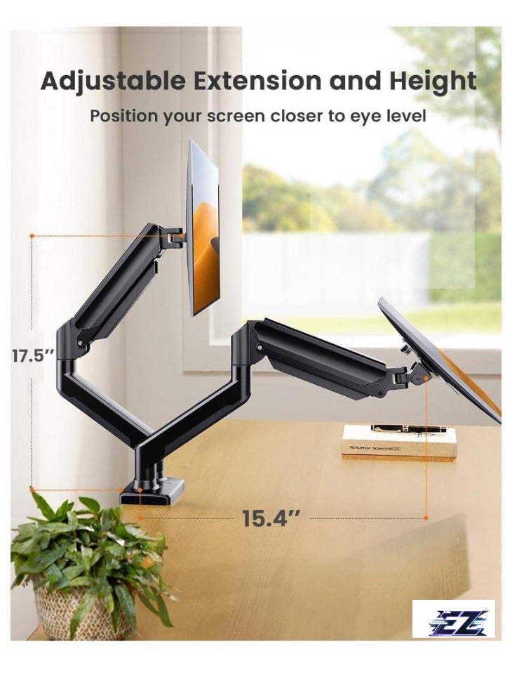ELTRAZONE Dual Monitor Stand up to 32 inches – Adjustable Dual Monitor Mount, Sturdy Steel VESA Monitor Mount with Max Load of 22lbs per Arm, Compatible with VESA 75x75/100x100mm - Image 2