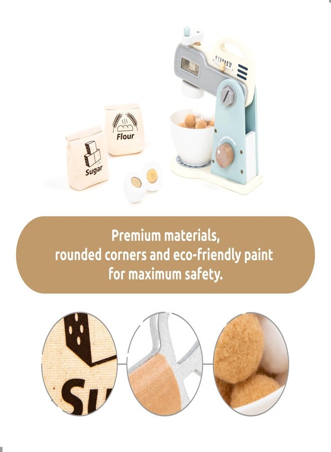 UMU® Wooden Mixer Play Set - 10 Pcs Kids Baking Toy with Mixing Bowl Whisk Ingredients & More - Pretend Kitchen Play Food Set for Little Chefs Ages 3 4 5 - Image 2
