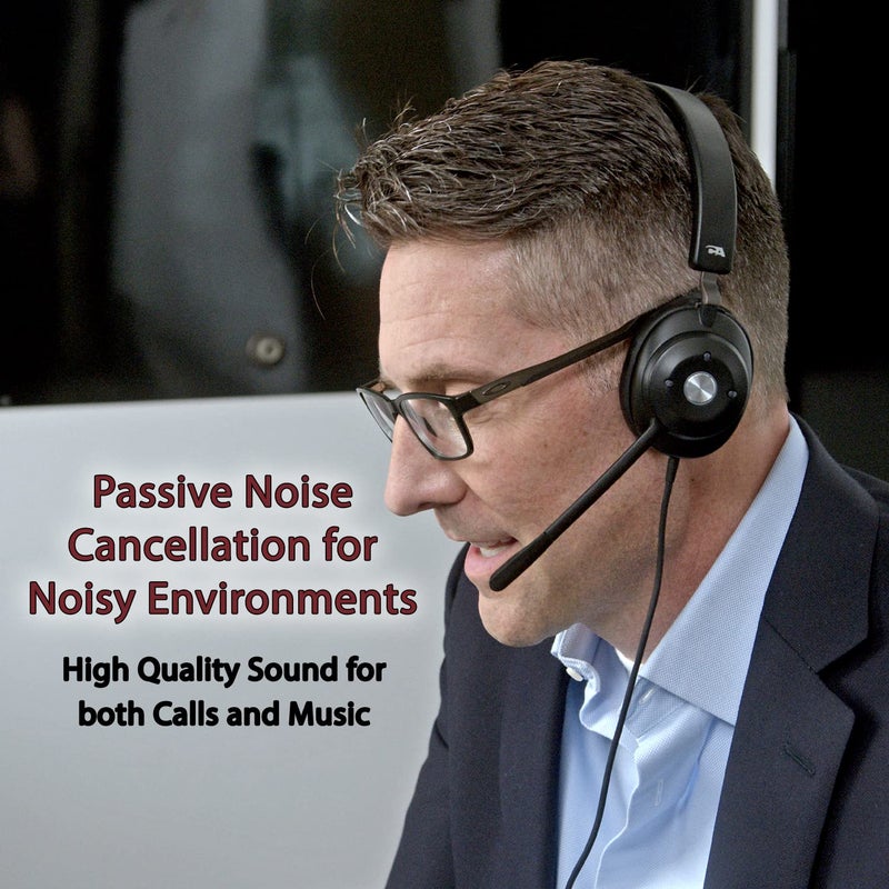 Cyber Acoustics سماعة الرأس USB الأساسية من سايبر أكوستكس (HS-2000) - سماعة احترافية للمكالمات والموسيقى، راحة طوال اليوم، تحكم مدمج في الكوب، محسّنة لمنصات UC - Image 4