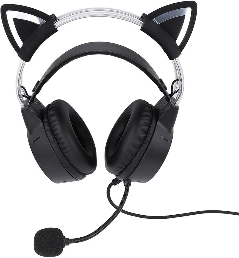 Detachable Cat Ear RGB Gaming Headset with Microphone Noise Cancelling for PC PS4 Switch - Image 1