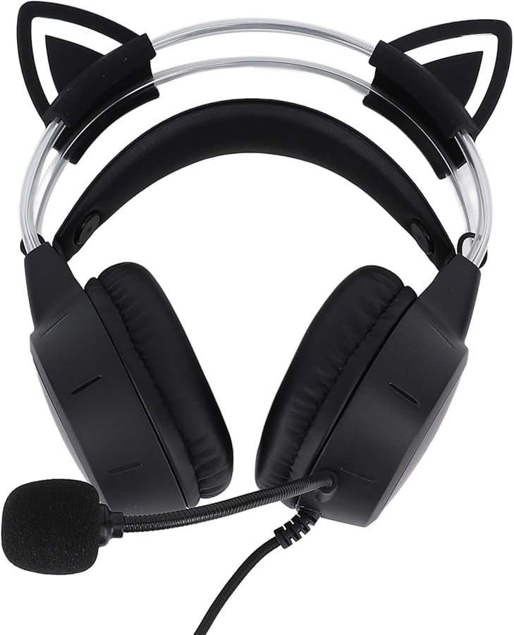 Detachable Cat Ear RGB Gaming Headset with Microphone Noise Cancelling for PC PS4 Switch - Image 2