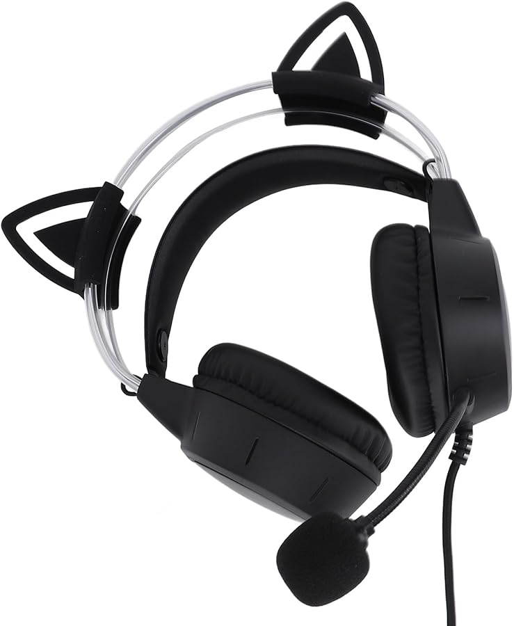 Detachable Cat Ear RGB Gaming Headset with Microphone Noise Cancelling for PC PS4 Switch - Image 4