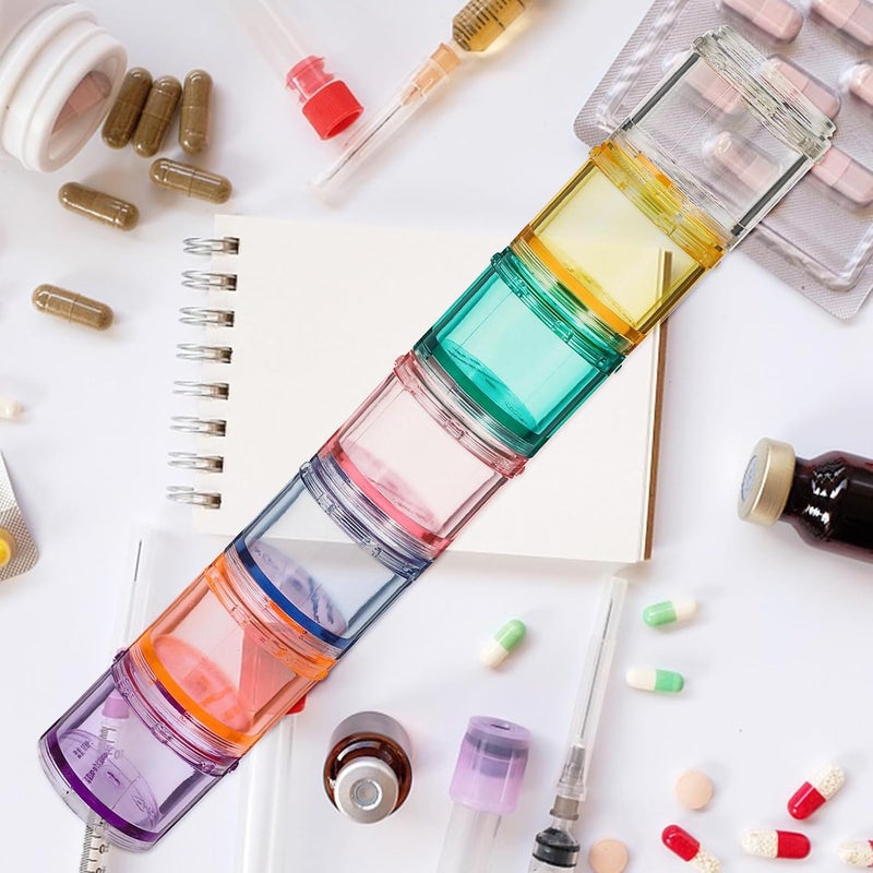Weekly Portable Pill Organizer Box, Medium Multi-Grid Plastic Case with 7 Colored Compartments, Detachable Storage Container for Daily Medication Management and Travel Use Random - Image 2