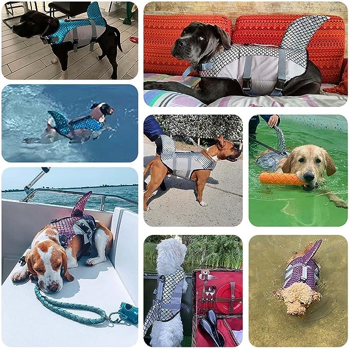 Olpad Life Jacket for Dogs, Dog Life Jacket, Adjustable Safety Jacket for Dog Flotation, Shark Safety Vest, Lifesaver Swimming Training, Summer Swimwear for Dogs [Blue -S] - Image 5
