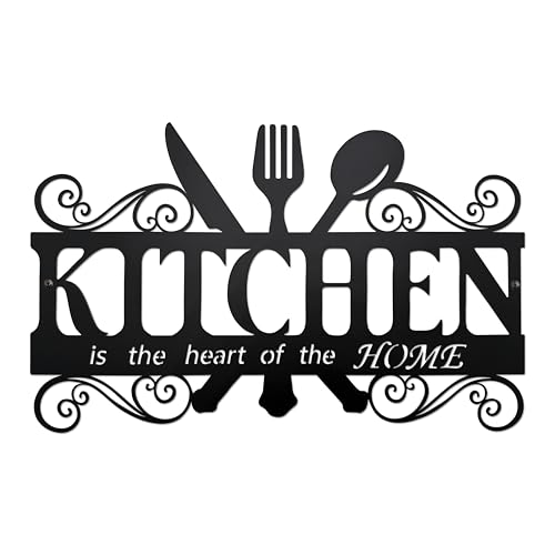 BiaGift Metal Kitchen Wall Decor,Kitchen Signs Decoraions For Wall,Rustic Kitchen Decor Sign,Country Farmhouse Decoration for Kitchen or Dining Room,13.8x8.8 Inches (Black),BiaGift1126-2 - Image 1