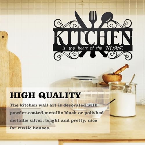 BiaGift Metal Kitchen Wall Decor,Kitchen Signs Decoraions For Wall,Rustic Kitchen Decor Sign,Country Farmhouse Decoration for Kitchen or Dining Room,13.8x8.8 Inches (Black),BiaGift1126-2 - Image 4
