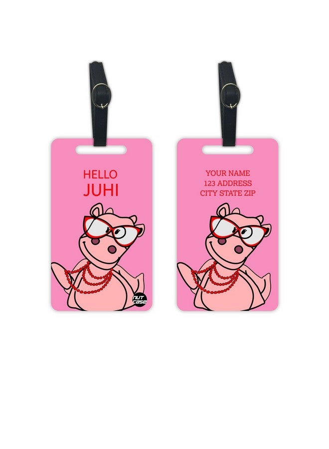 Nutcase Personalized Metal Luggage Travel Baggage Tags from Nutcase - Set of 2 Tags - Cute Hippo