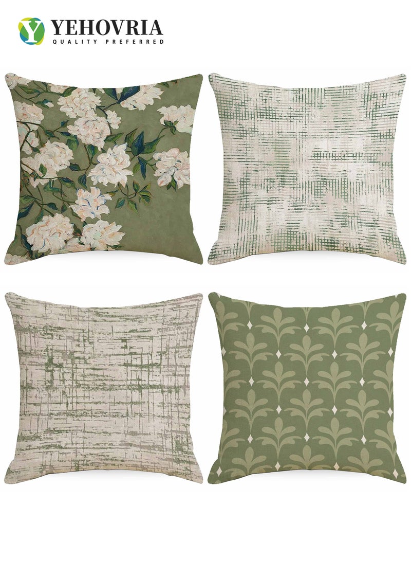 YEHOVRIA Decorative Nature Plant Pillow Covers Set of 4 18x18 Inches Double Sided Throw Cushion Covers for Living Room Sofa Couch Bed Everyday Use - Image 1