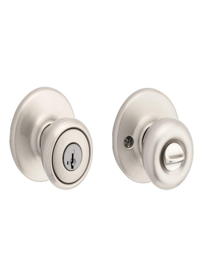 Kwikset Tylo Entry Door Knob with Lock and Key, Secure Keyed Handle Exterior, Front Entrance and Bedroom, Satin Nickel, Pick Resistant SmartKey Rekey Security and Microban - Image 3