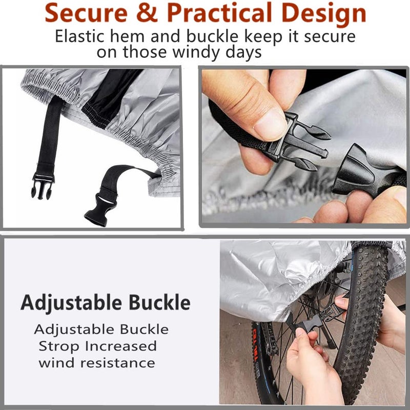 YOTOM Bike Covers, Outdoor Waterproof Bicycle Covers with Lock Hole for Mountain Road Electric Bikes - Image 3