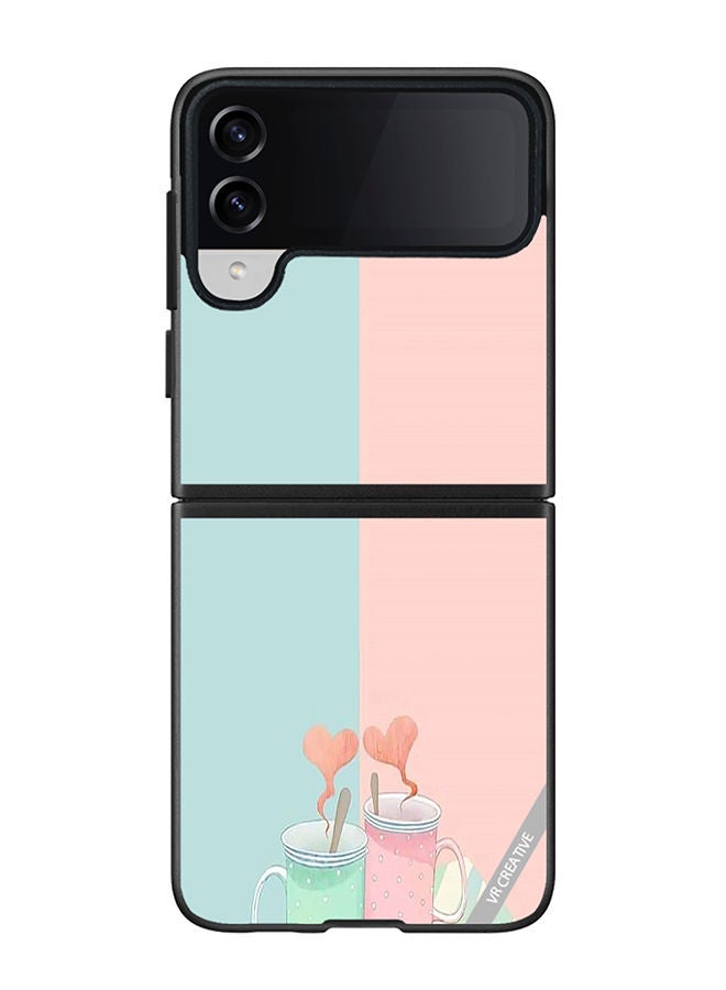 VR CREATIVE Protective Case Cover For Samsung Galaxy Z Flip4 Coffee With Love Design Multicolour - Image 1