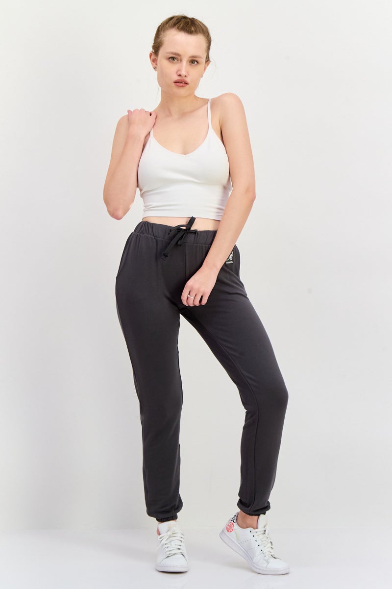 KANGOL Women Regular Fit Brand Logo Jogger Pants, Grey - Image 4