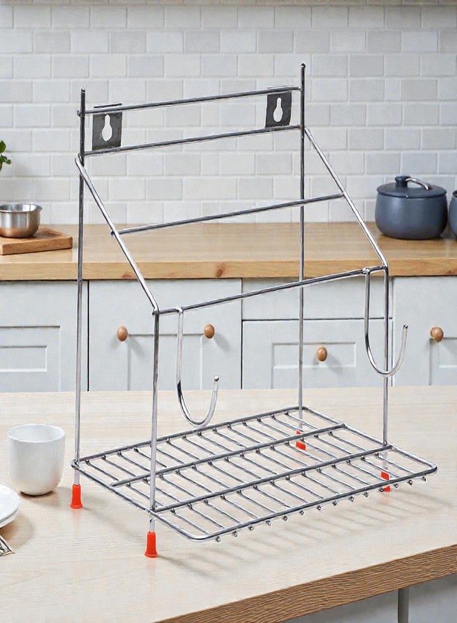 STANDIFY® Tawa Holder_J Stainless Steel Rolling Pin & Tawa Holder Stand Heavy Duty Chapati Belan Stand with Tawa Organizer Rust-Free Kitchen Counter & Wall Mount Storage Rack. - Image 1