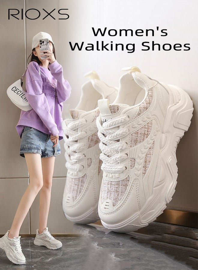RIOXS Women's Trainers, Chunky Platform Sneakers, Fashion Daddy Sneakers, Classic Lace-up Sport Shoes, Casual Breathable Athlesiure Shoes, Lightweight Running Shoes with Anti-Slip Soles, Chic Sneakers for Streetwear and Daily Outfits - Image 2