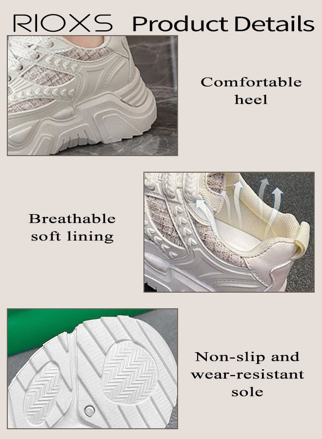 RIOXS Women's Trainers, Chunky Platform Sneakers, Fashion Daddy Sneakers, Classic Lace-up Sport Shoes, Casual Breathable Athlesiure Shoes, Lightweight Running Shoes with Anti-Slip Soles, Chic Sneakers for Streetwear and Daily Outfits - Image 3