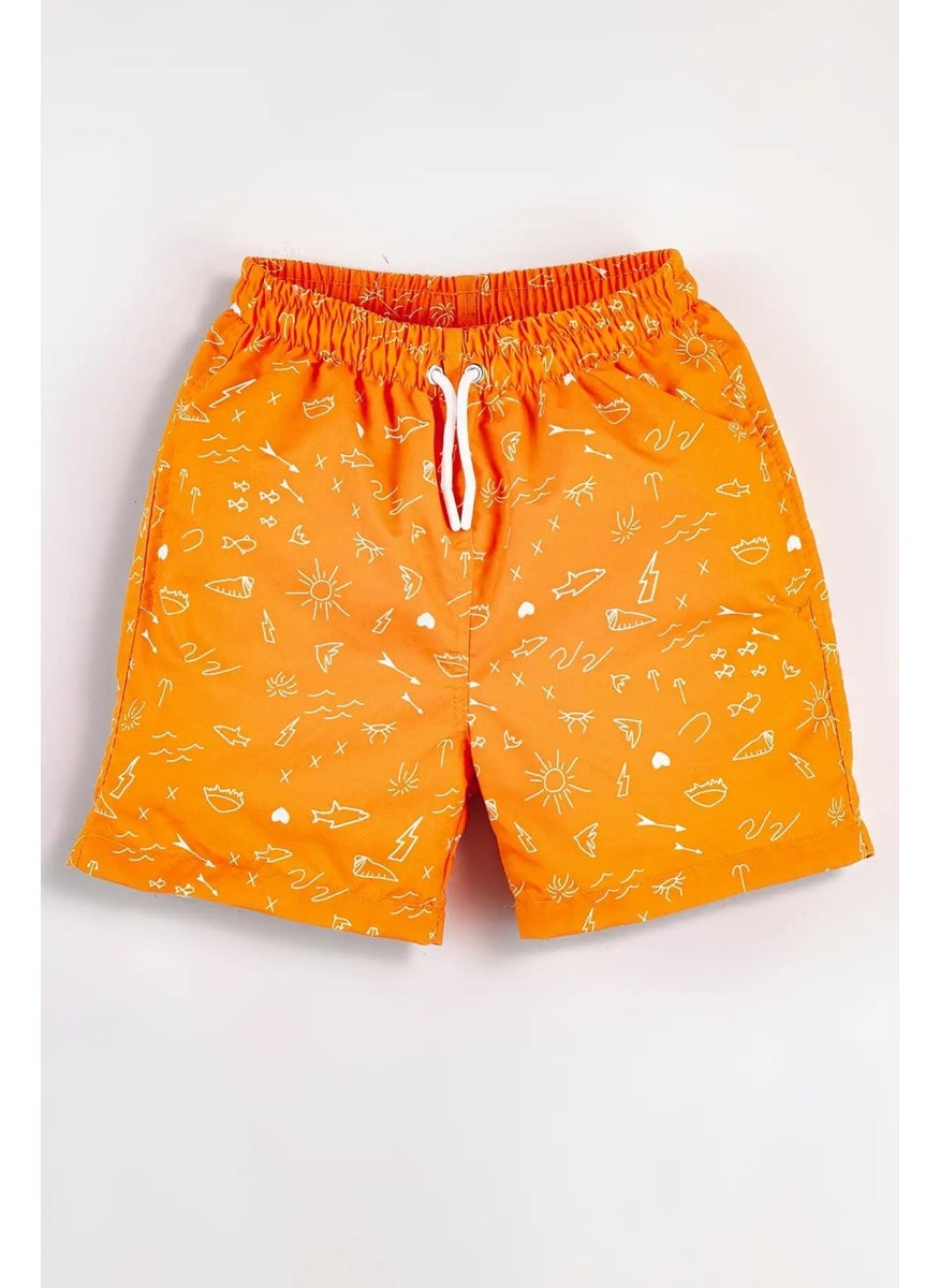 Gold Class Kidswear Holiday Concept Printed Drawstring Lined Boys Swim Shorts  - Image 1