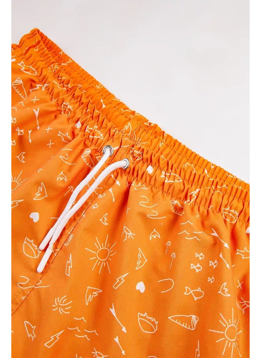 Gold Class Kidswear Holiday Concept Printed Drawstring Lined Boys Swim Shorts  - Image 3