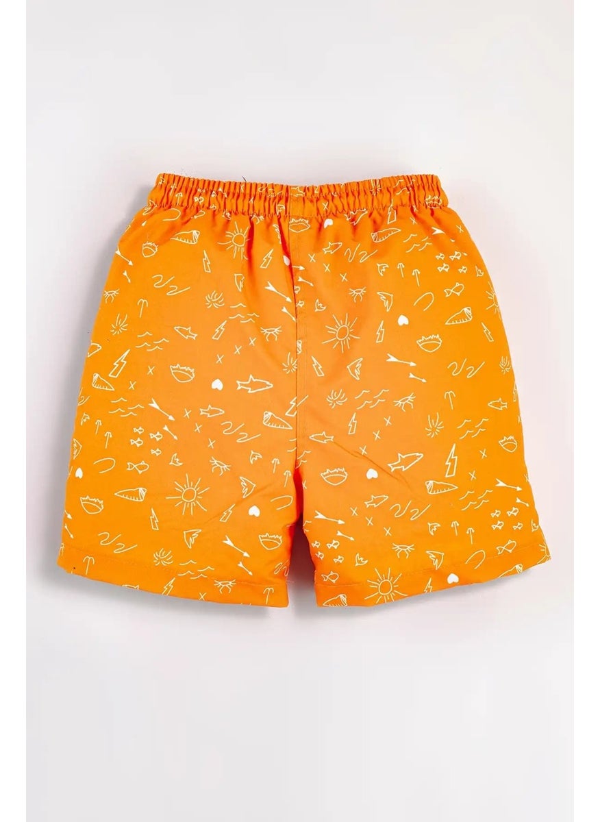 Gold Class Kidswear Holiday Concept Printed Drawstring Lined Boys Swim Shorts  - Image 2