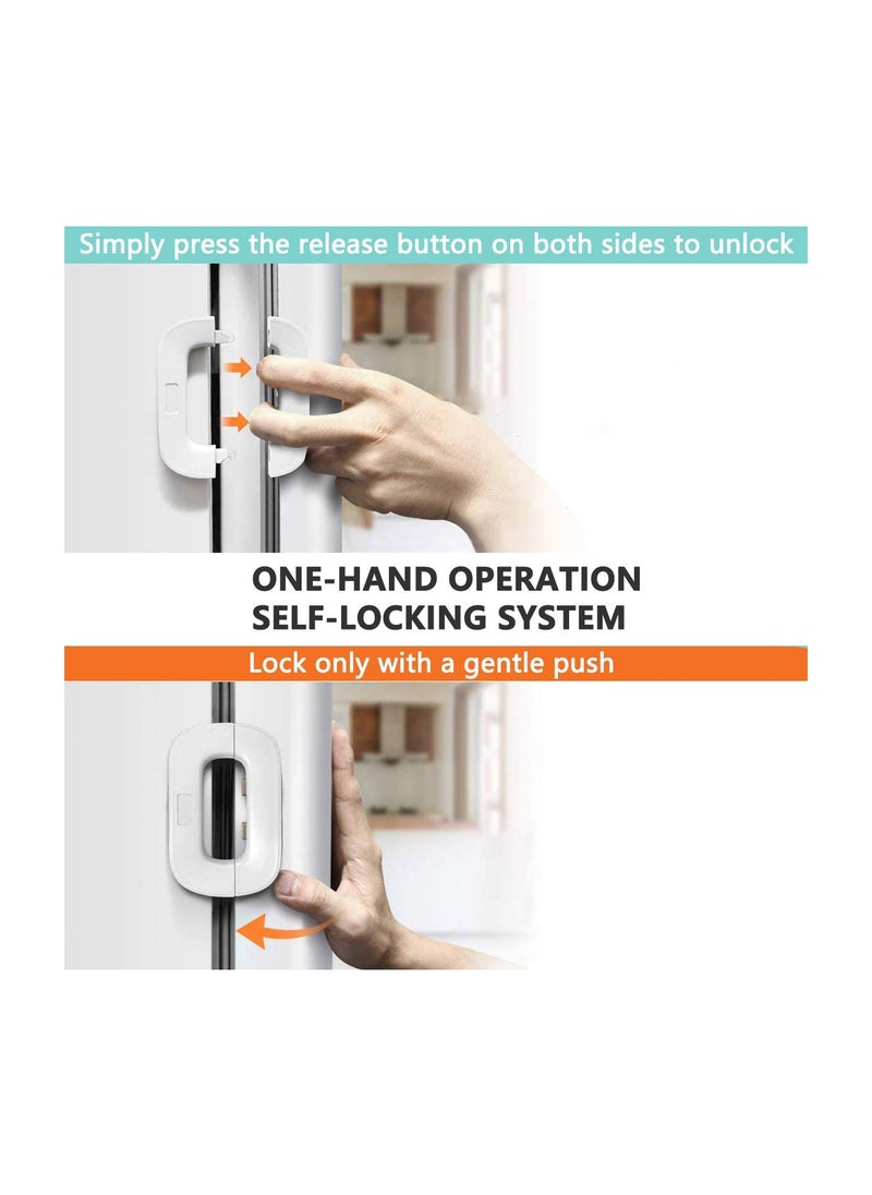 Upgrade Home Refrigerator Fridge Freezer Door Lock, Latch Catch Toddler Kids Child Baby Safety Lock Easy to Install and Use 3m Vhb Adhesive No Tools Need or Drill for Most Fridges(White, 2 Pack)