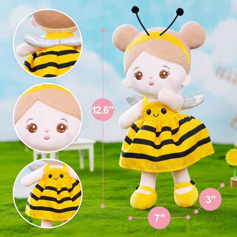 OUOZZZ 12.6" Soft Baby Doll - Toys for 1 Year Old Girl Ideal Birthday Baby Girl Gift, Snuggle Buddy for Infants Yellow Bee Dress - Image 2