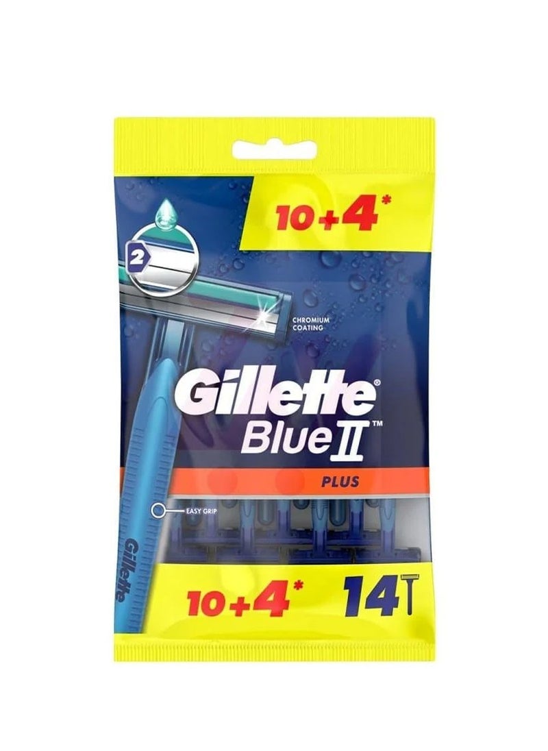 Gillette Gillette Blue2 Plus Razor Case 10 Pieces + 4 Free 