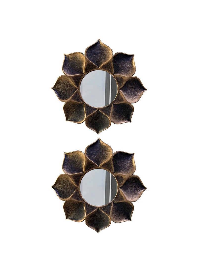 Art Street Art Street Lotus Petal Decorative Wall Mirror Set of 2, Wall Hanging Mirrors for Living Room Decoration (Size - 9 x 9 inch)  - Image 2