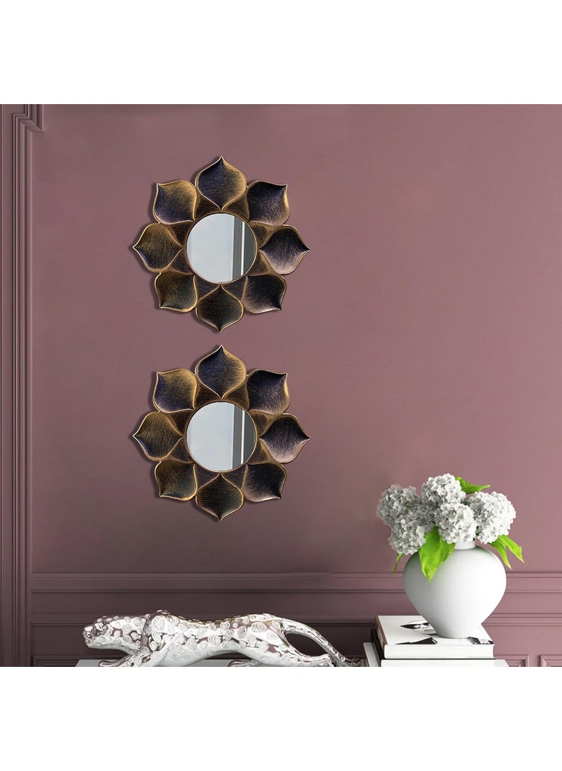 Art Street Art Street Lotus Petal Decorative Wall Mirror Set of 2, Wall Hanging Mirrors for Living Room Decoration (Size - 9 x 9 inch)  - Image 1