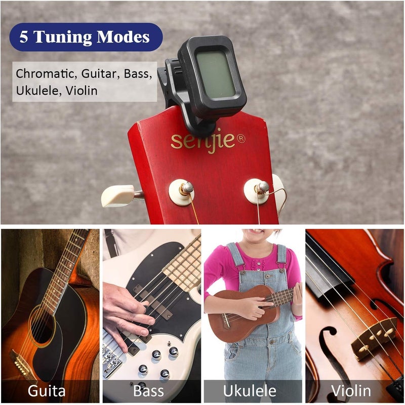 Powerpak GT-25 Clip On Guitar Tuner - Battery Powered Digital Tuner for Acoustic Guitars, Ukulele, Violin, Bass and Other Musical Instruments - Image 5