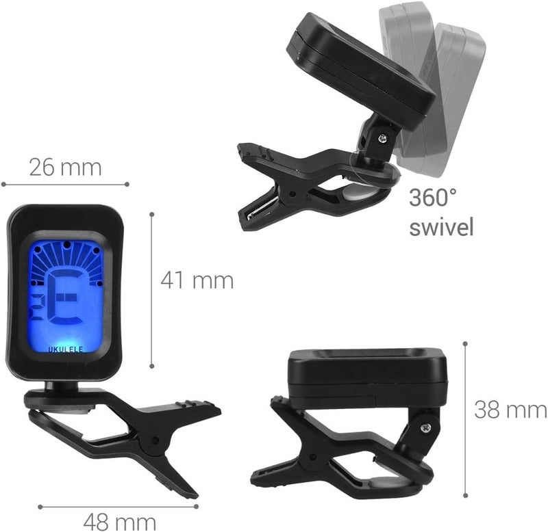 Powerpak GT-25 Clip On Guitar Tuner - Battery Powered Digital Tuner for Acoustic Guitars, Ukulele, Violin, Bass and Other Musical Instruments - Image 3