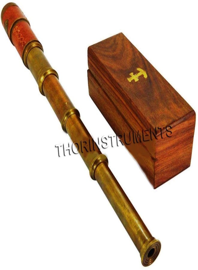 THOR INSTRUMENTS Brass Beautiful Pink Leather Encased Handmade Telescope with Wooden Box Rustic Vintage Home Decor Gifts - Image 3