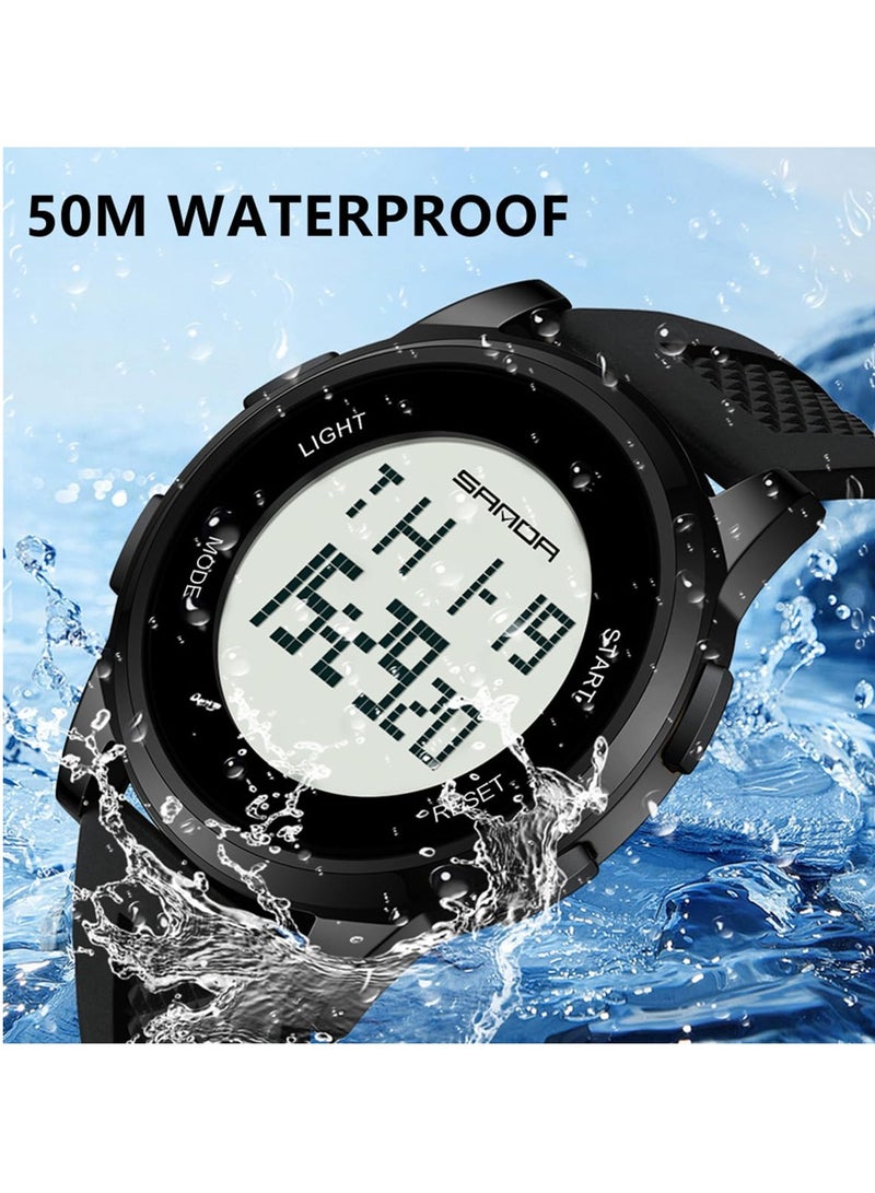 Excefore Ultra-Thin Minimalist Sports Digital Watch for Men and Women, Unisex Alloy Waterproof Watch with Wide-Angle Display, Rubber Strap, Alarm, Light, Stopwatch, Multi-Functional Wristwatch - Image 5