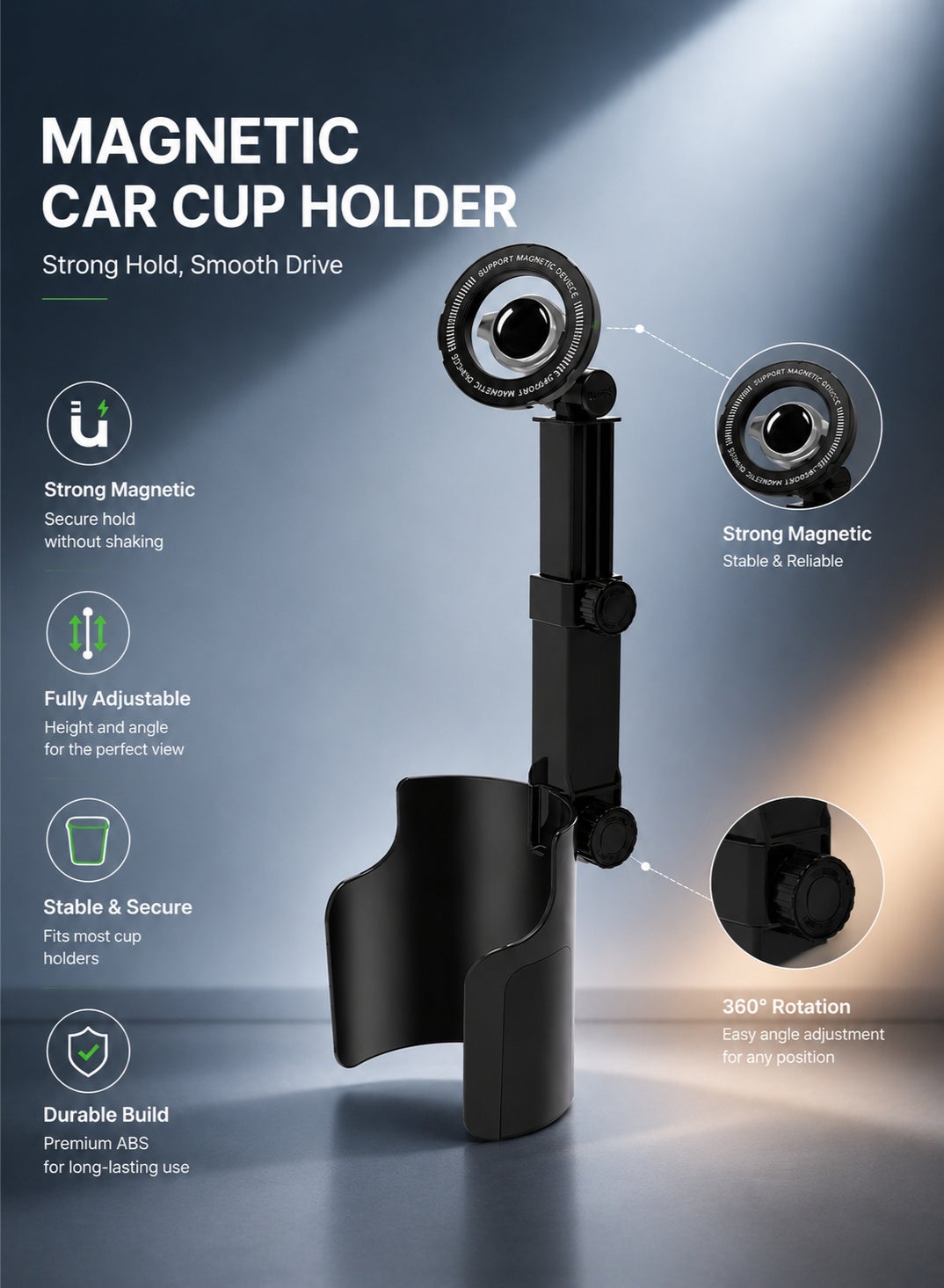 Zoekey Zoekey Magnetic Car Cup Holder Phone Mount 1 ZAF80C9893289FAAA0E39Z