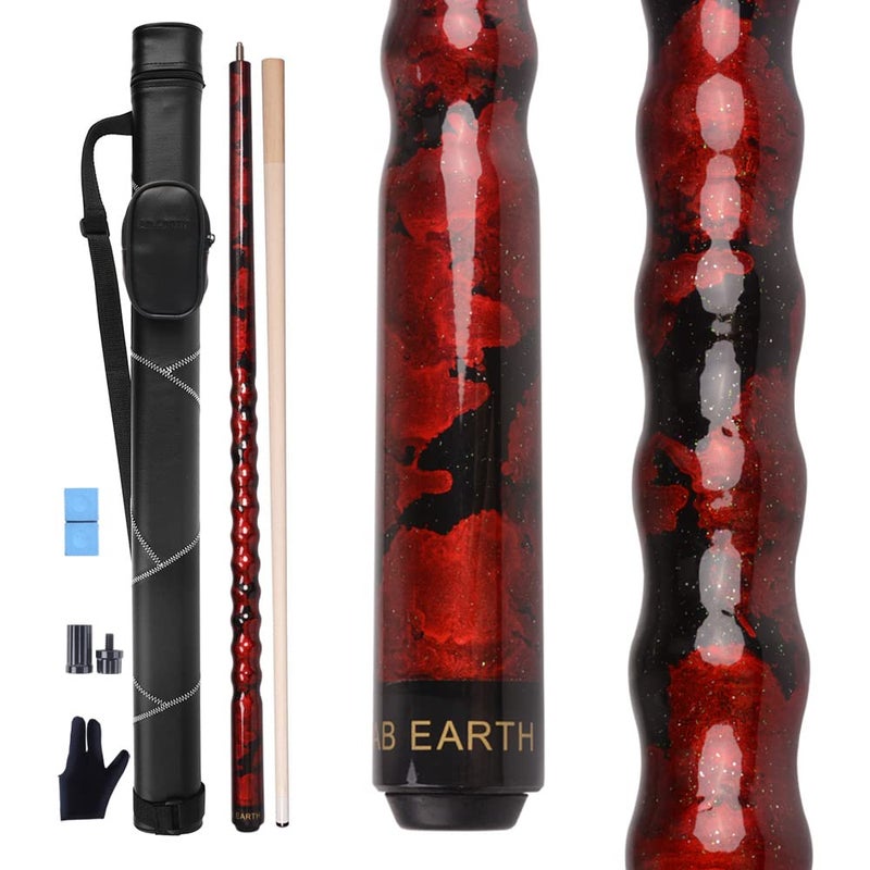 AB Earth Ergonomic Design 13mm Tip 58" Maple Pool Cue Stick Kit with Hard Case (Red, 21oz) - Image 1