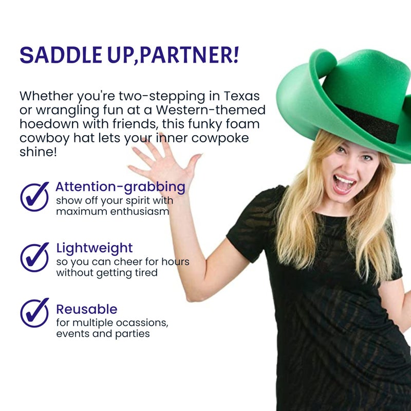 FUNSTITUTION Cowboy Hat - Giant Foam Hat - Oversized Cowboy Hat - Red - For Adults and Kids - Hilarious Hat - Large - Polyurethane Foam - All Ages - Image 2
