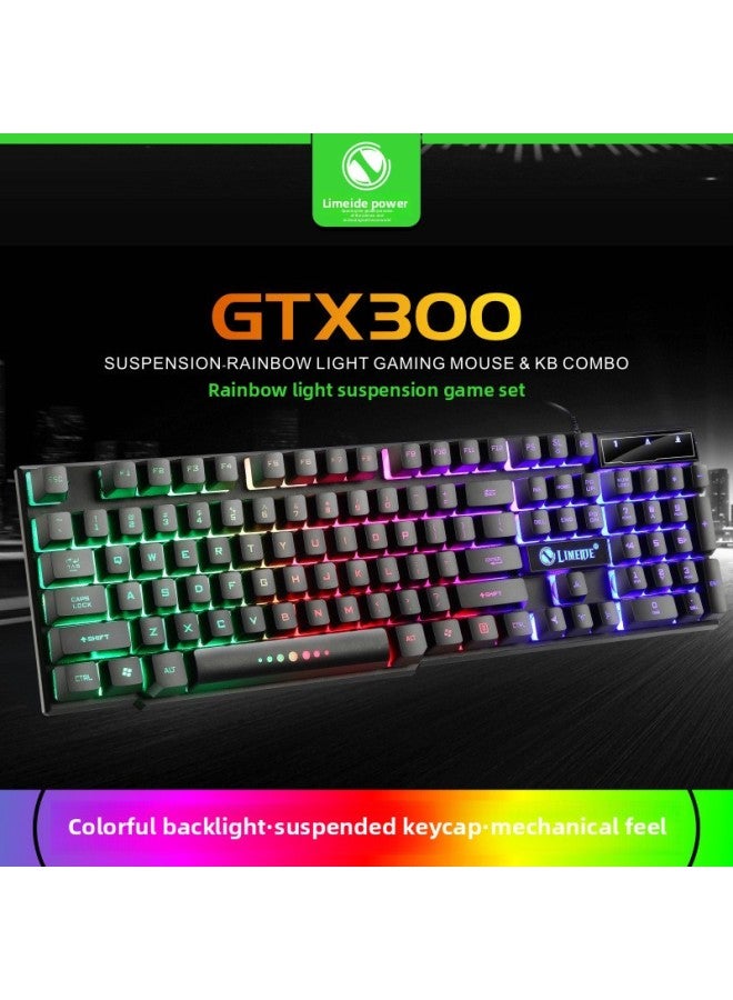 Luminous Keyboard Mouse Suit Game Office Mechanical Feel Special Notebook Desktop Special USB External-Color:Character Lighting Keyboard