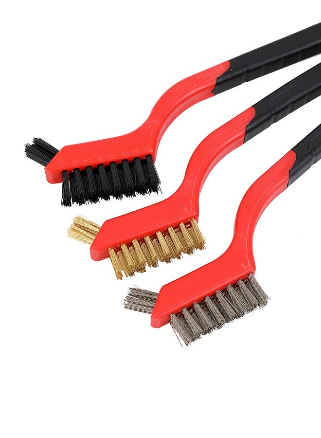 LAWAZIM Wire Brush Set -3 Piece- Brass/Metal/Nylon Wire Brushes with Dual-Face and Angled Heads for Rust Removal Surface Cleaning Automotive Detailing Precision Cleaning in DIY and Industrial Projects - Image 3