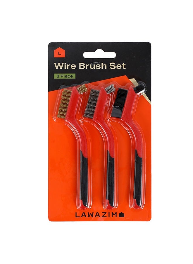 LAWAZIM Wire Brush Set -3 Piece- Brass/Metal/Nylon Wire Brushes with Dual-Face and Angled Heads for Rust Removal Surface Cleaning Automotive Detailing Precision Cleaning in DIY and Industrial Projects - Image 5