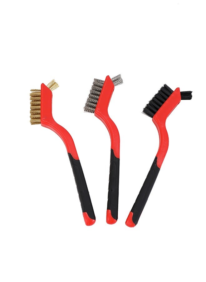 LAWAZIM Wire Brush Set -3 Piece- Brass/Metal/Nylon Wire Brushes with Dual-Face and Angled Heads for Rust Removal Surface Cleaning Automotive Detailing Precision Cleaning in DIY and Industrial Projects - Image 4