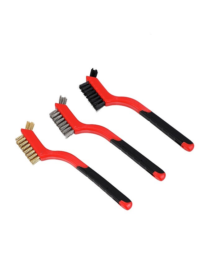 LAWAZIM Wire Brush Set -3 Piece- Brass/Metal/Nylon Wire Brushes with Dual-Face and Angled Heads for Rust Removal Surface Cleaning Automotive Detailing Precision Cleaning in DIY and Industrial Projects - Image 1