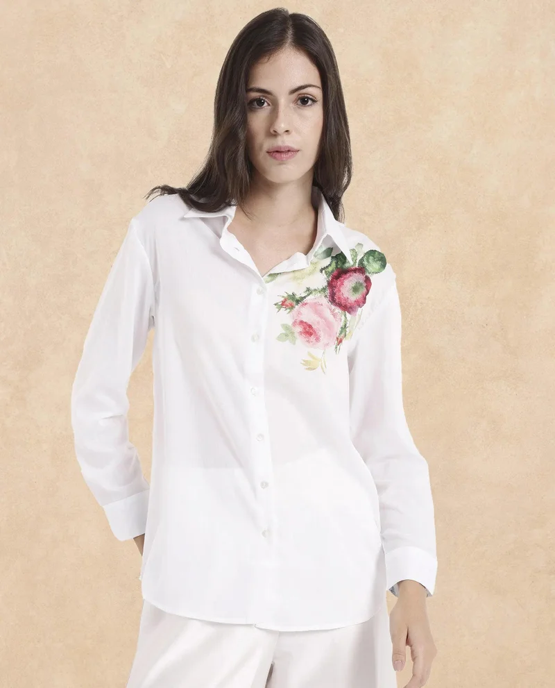 Rareism Women's Floral Sophistication: Formal Shirt