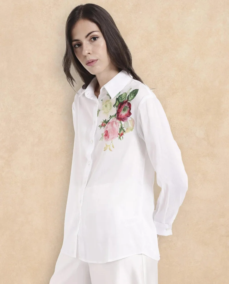 Rareism Women's Floral Sophistication: Formal Shirt