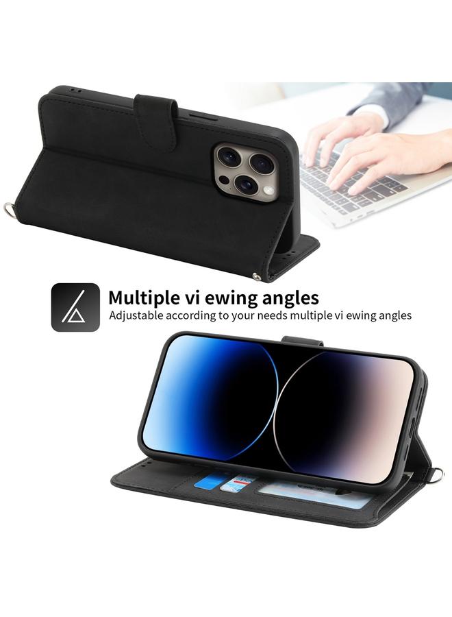 اس-توب جراب لهاتف iPhone 16 Pro Max مصنوع من الجلد ومزين بنقشة زهور - Image 4