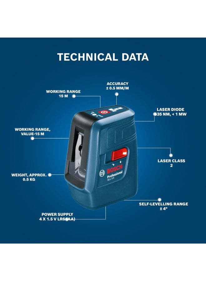 بوش ميزان ليزر 3 خط 15 متر أحمر من بوش موديل GLL 3 X-0601063CJ0 - Image 2