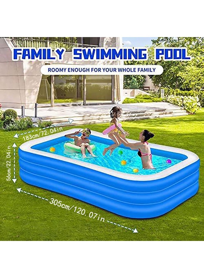 VUCATIN Inflatable Swimming Pool Thickened Full-Sized Above Ground Kiddie Inflatable Family Swimming Lounge Pool Outdoor Toys for Kids & Adults Blow up Pool for Backyard Patio (305 x 183 x 56 cm（L x W x H）) - Image 2