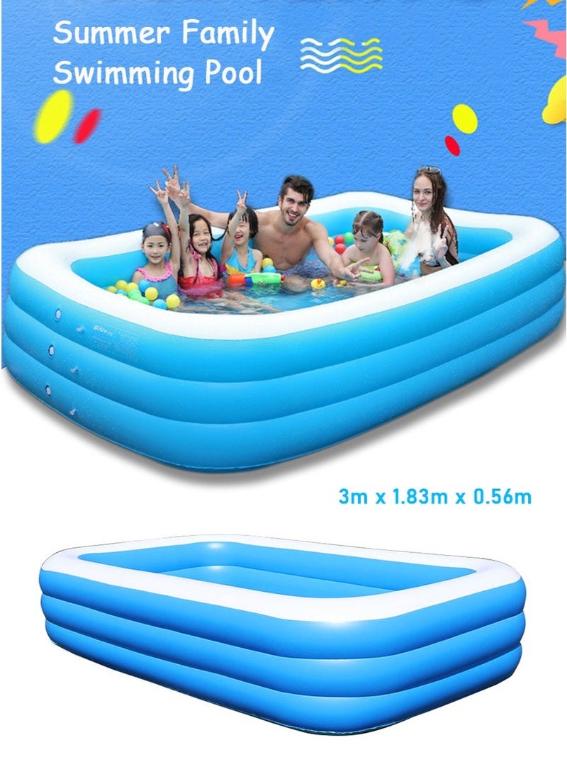 VUCATIN 305x183x56cm Large Family Inflatable Swimming Pool, 3-Layer Rectangle Shape Thickened Durable Family Lounge Pool, Indoor Entertainment and Outdoor Activities Party Toys for Adults and Kids, Suitable for 1-8 People - Image 1
