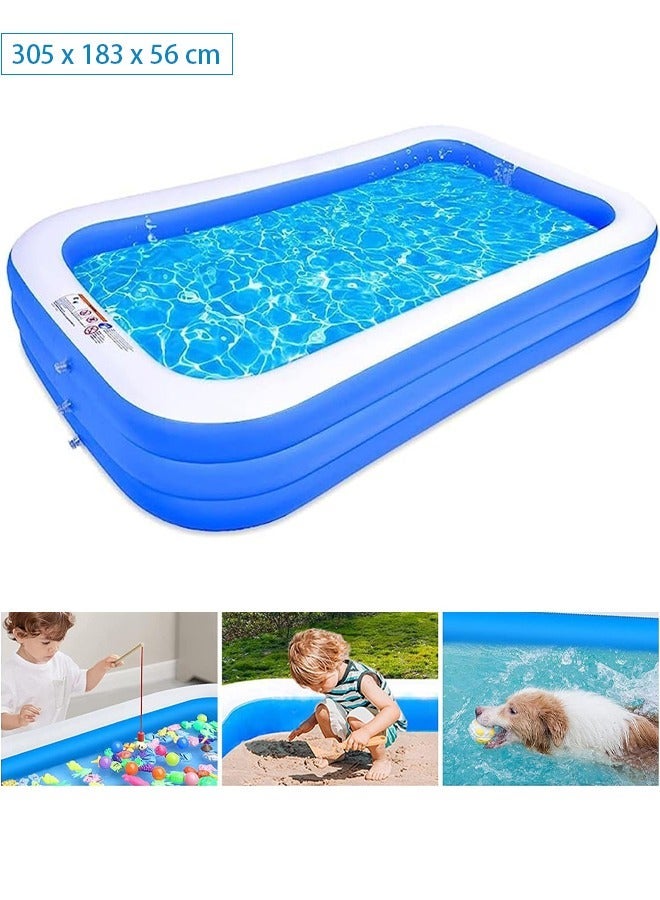 VUCATIN 305x183x56cm Large Family Inflatable Swimming Pool, 3-Layer Rectangle Shape Thickened Durable Family Lounge Pool, Indoor Entertainment and Outdoor Activities Party Toys for Adults and Kids, Suitable for 1-8 People - Image 2