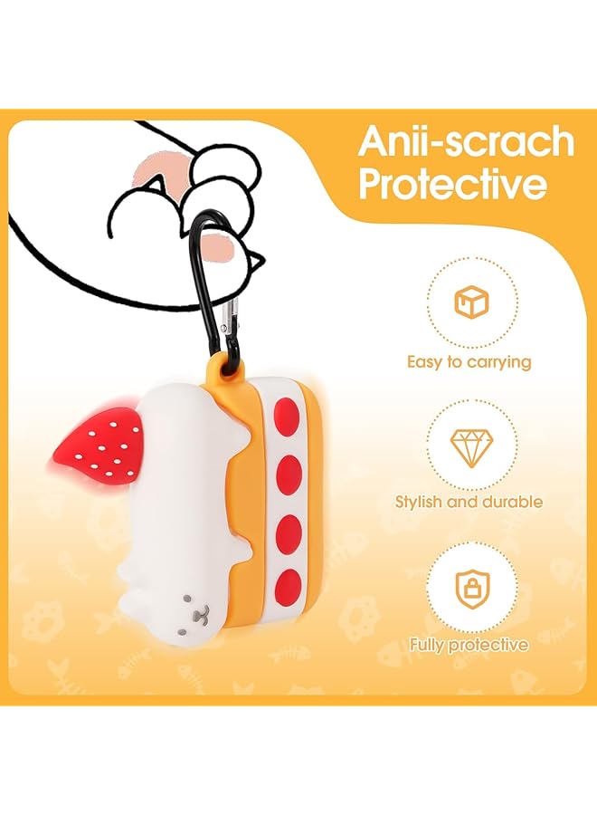 erorex Cute Strawberry Cat Cake Silicone Case Compatible With Airpods Pro Pro2 Shockproof Waterproof Dustproof Full Protective Cover With Metal Keychain For Women Soft Earphone Protector - Image 3