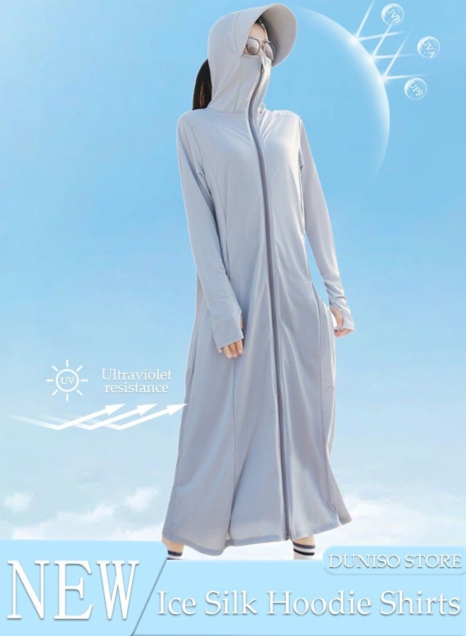 DUNISO Lightweight Sun Protection Clothing For Women, UPF 50+ Long Sleeve Sun Protection Hoodie Shirt With Pockets, Long Sleeve Ice Silk Hoodie Shirts for Outdoor Climbing Hiking - Image 1