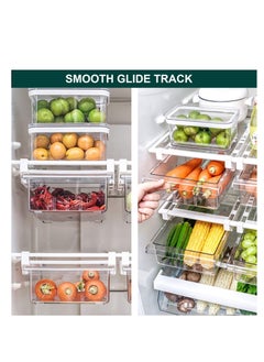 KASTWAVE Small Fridge Drawer Organizer, Mini Refrigerator Drawers Storage Box,  Fit for Fridge Shelf Under, Pull Out Refrigerator Storage Drawers for Food, Drinks, Dividers Are Removable, 0.6" (4-grid)  - Image 1