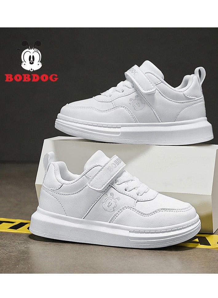 BOBDOG Children's Leather Waterproof White Sports Shoes - Image 1